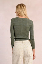 Wide Collar Fitted Sweater - Khaki by Molly Bracken — view 3