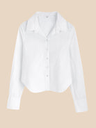 Lily Cropped Poplin Shirt - White by ALL III — view 5