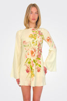 Aiva Long Sleeve Short Dress - Ivory Floral by Hemant & Nandita — alternate view