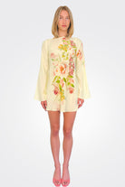 Aiva Long Sleeve Short Dress - Ivory Floral by Hemant & Nandita | 25 South Boutiques