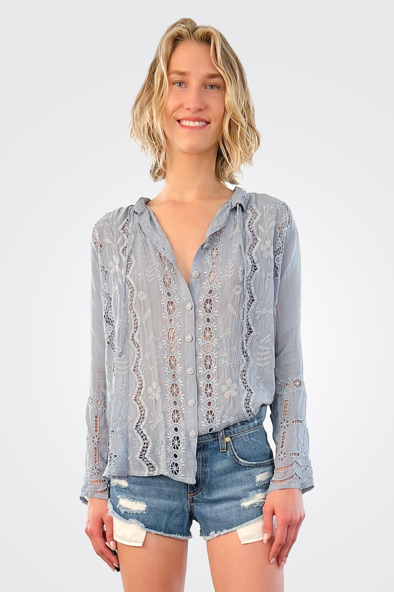 Irini Blouse - Fog by Johnny Was | 25 South Boutiques