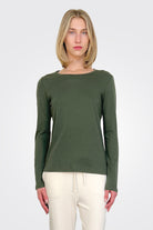 Long Sleeve Cotton/Cashmere Crewneck Tee - Forest by Majestic | 25 South Boutiques