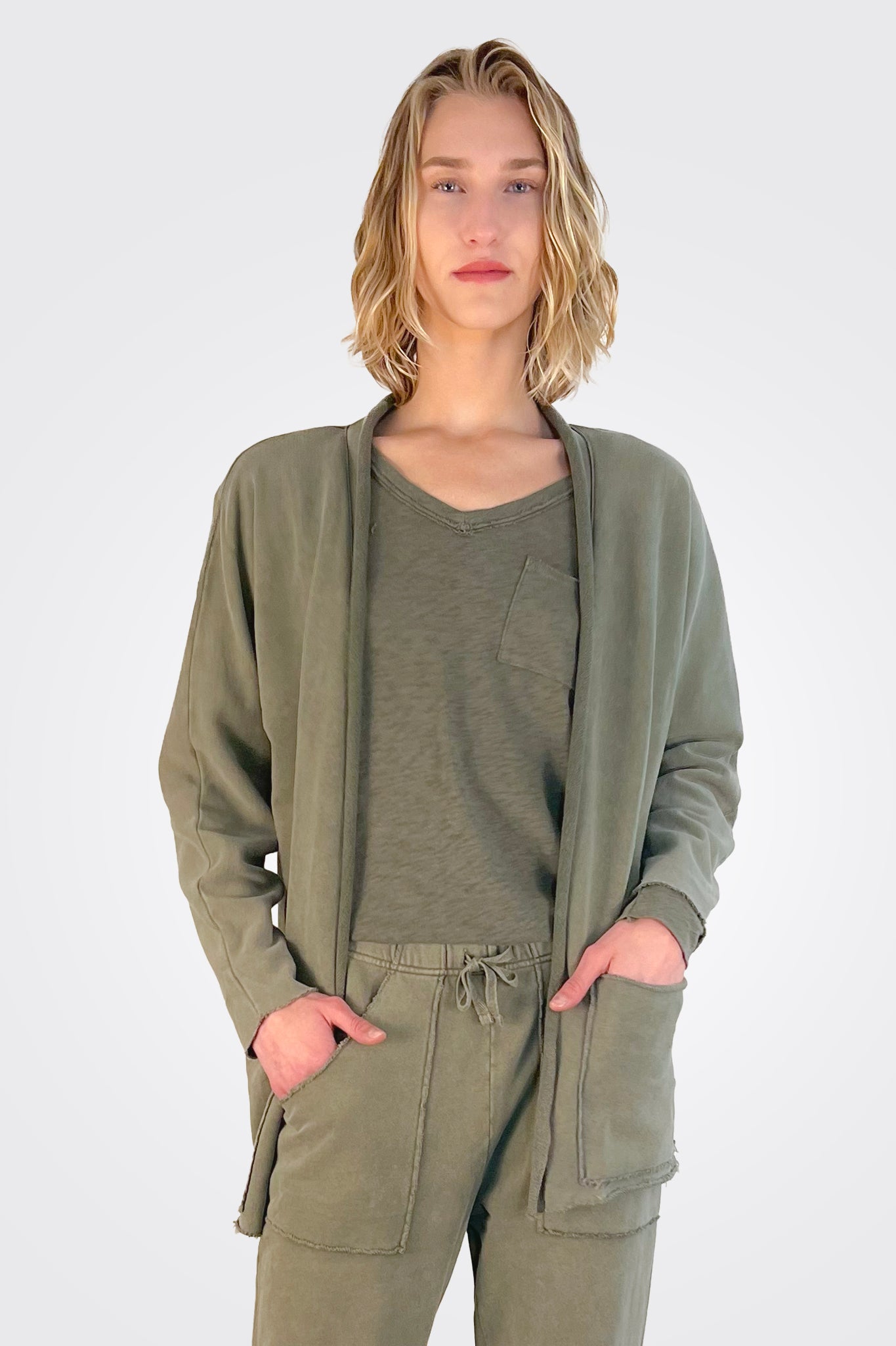 Willa Raw Edge Cardigan - Forest Night by HelloNite | 25 South Boutiques