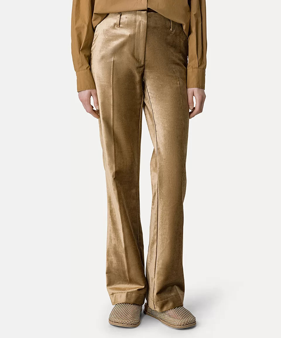 Stretchy Velvet Flared Trousers - Gold by Forte Forte | 25 South Boutiques