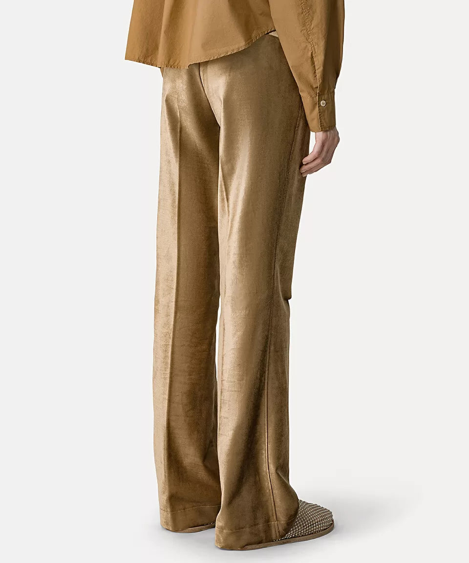 Stretchy Velvet Flared Trousers - Gold by Forte Forte — view 3