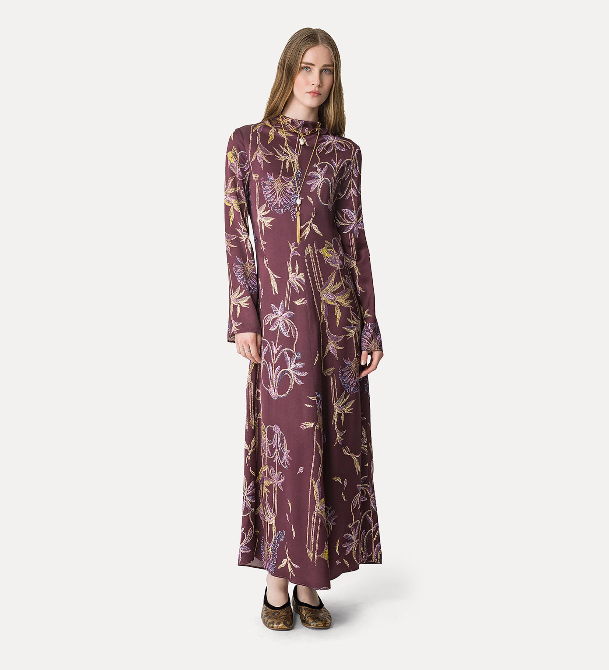 Long Sleeve Satin Envers Dress - Bordeaux by Forte Forte | 25 South Boutiques