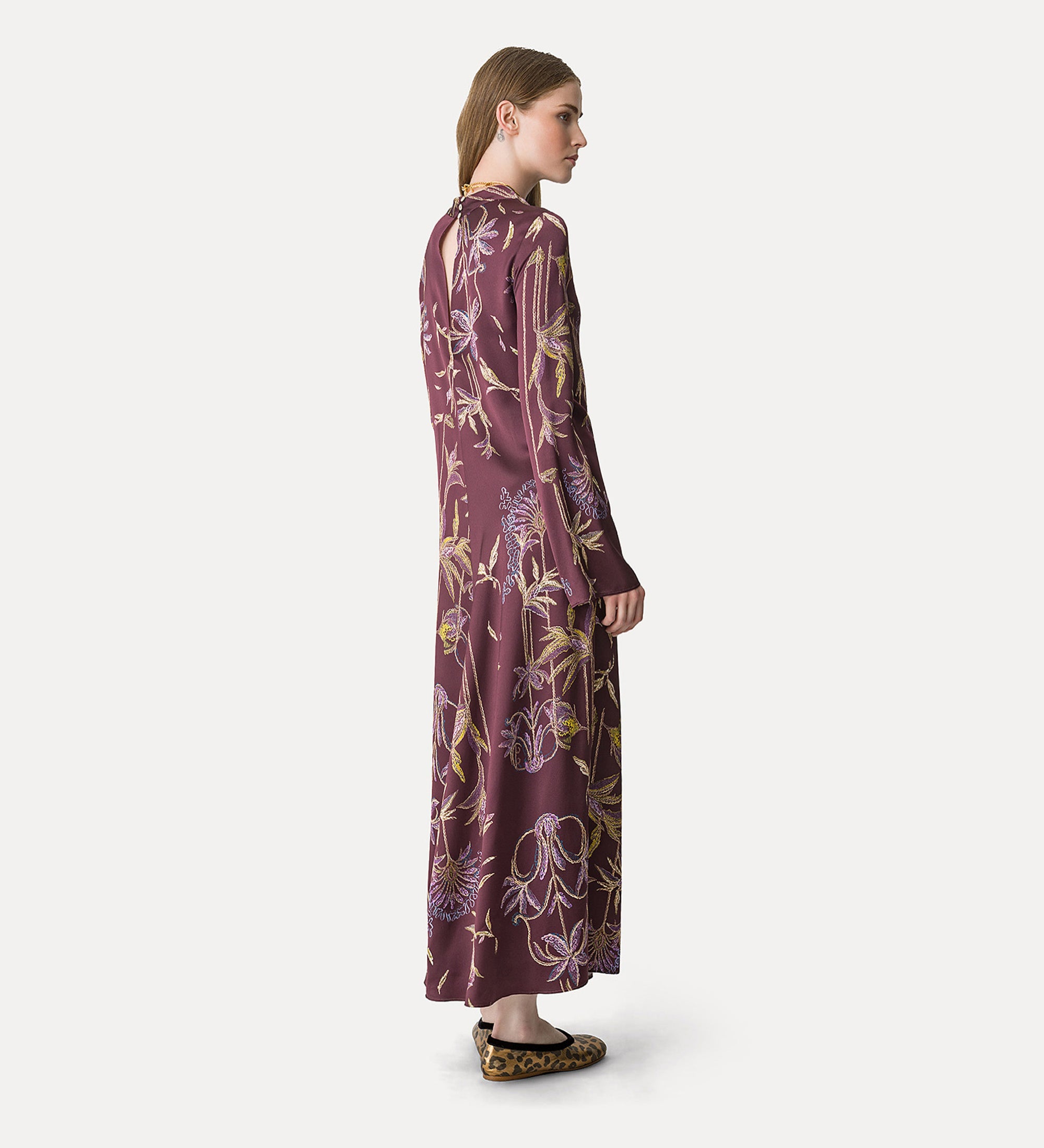 Long Sleeve Satin Envers Dress - Bordeaux by Forte Forte — alternate view