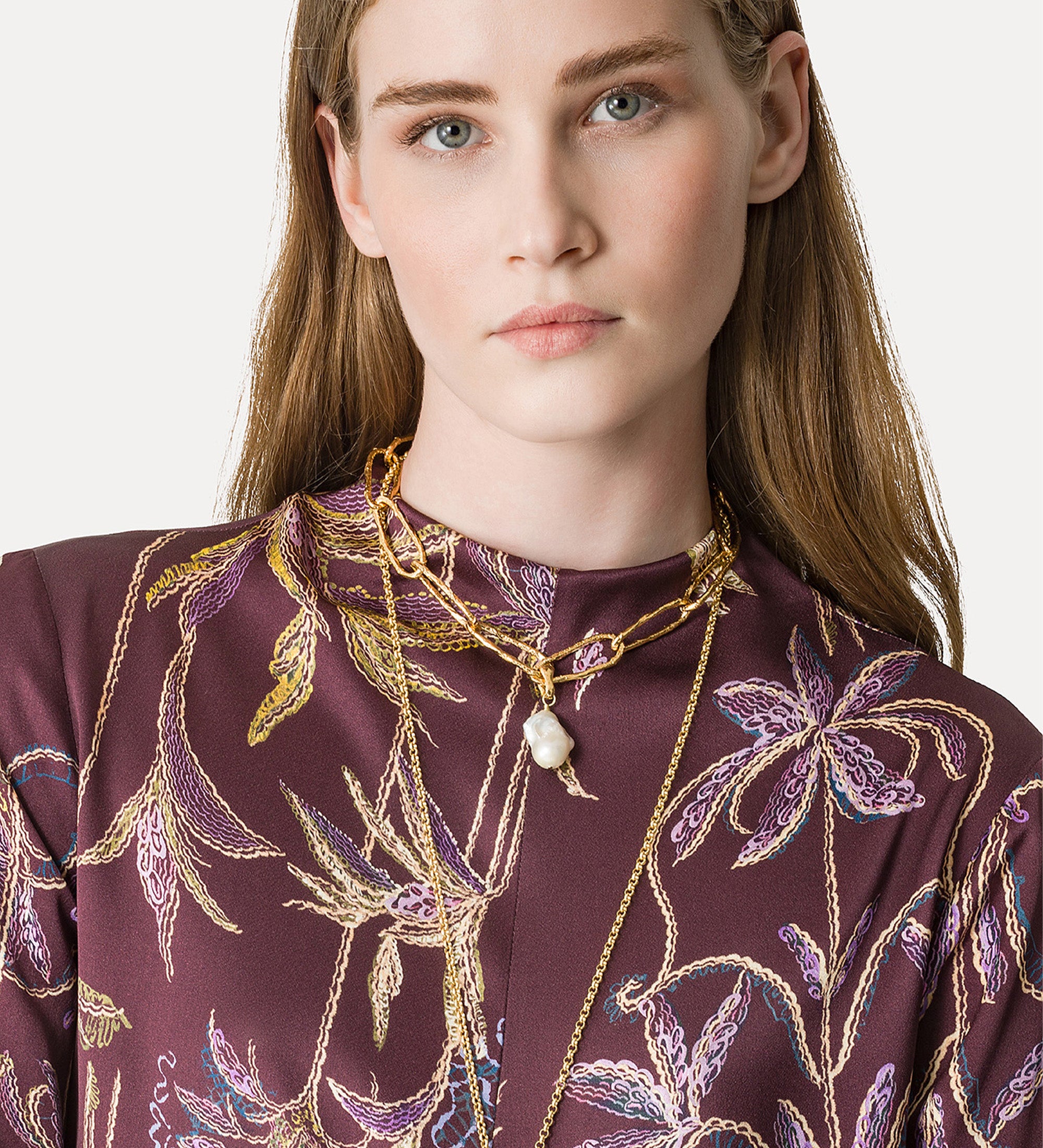 Long Sleeve Satin Envers Dress - Bordeaux by Forte Forte — view 3