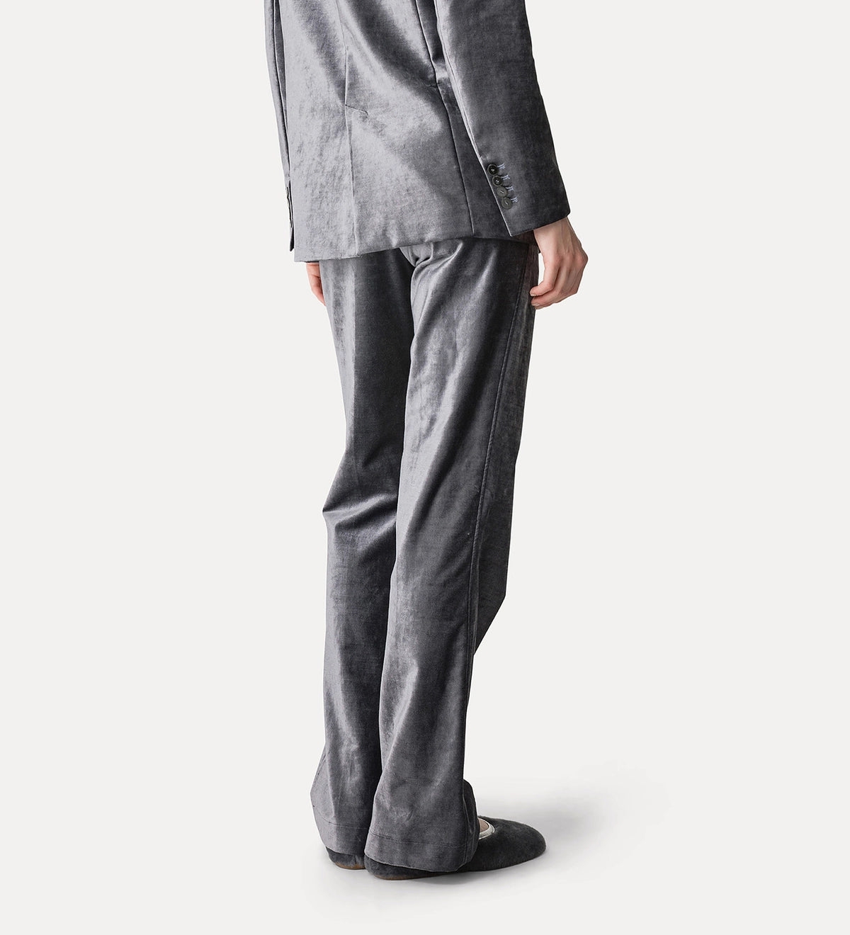 Flared Stretch Velvet Trousers - Stone by Forte Forte — view 3
