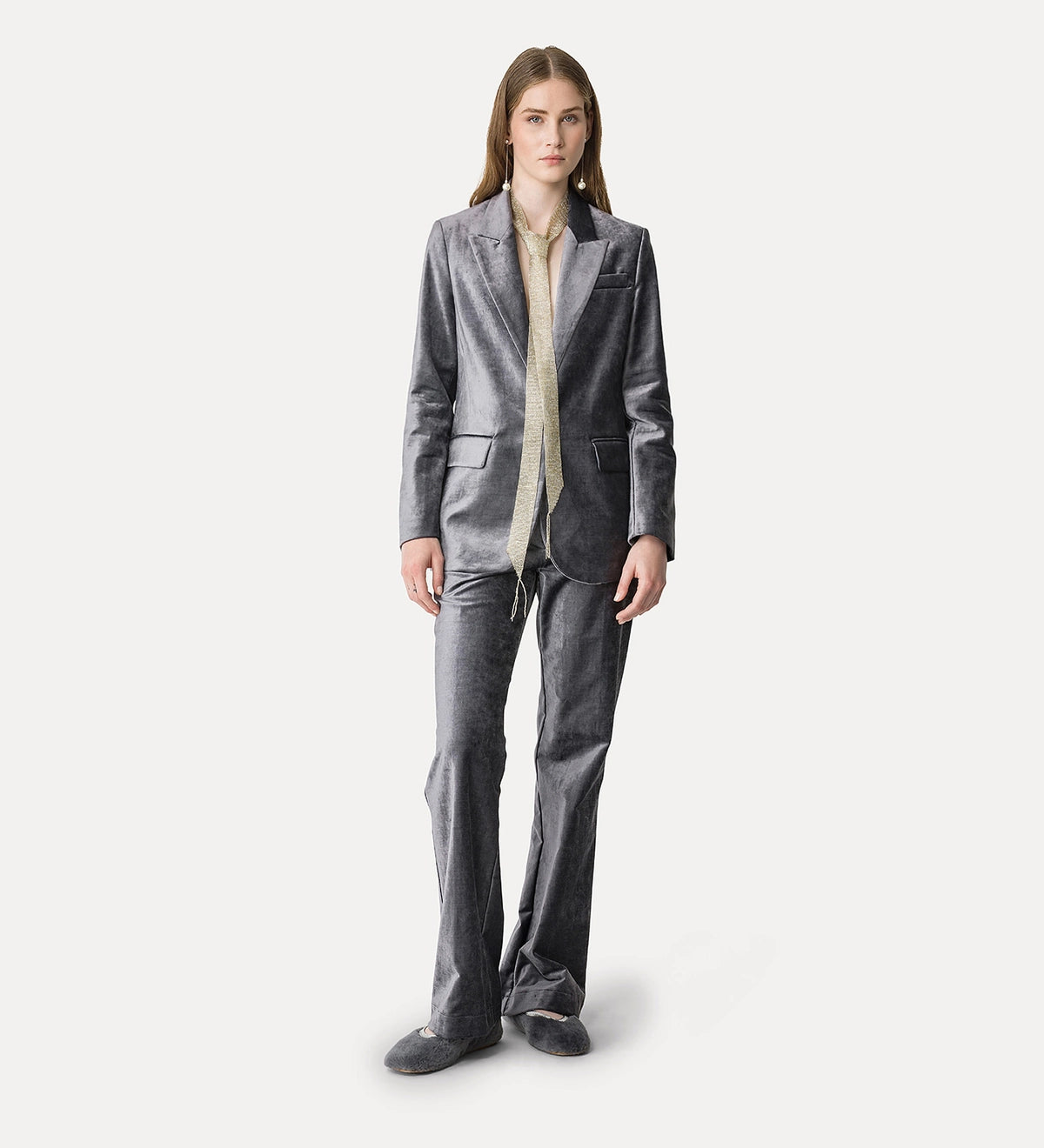 Flared Stretch Velvet Trousers - Stone by Forte Forte | 25 South Boutiques