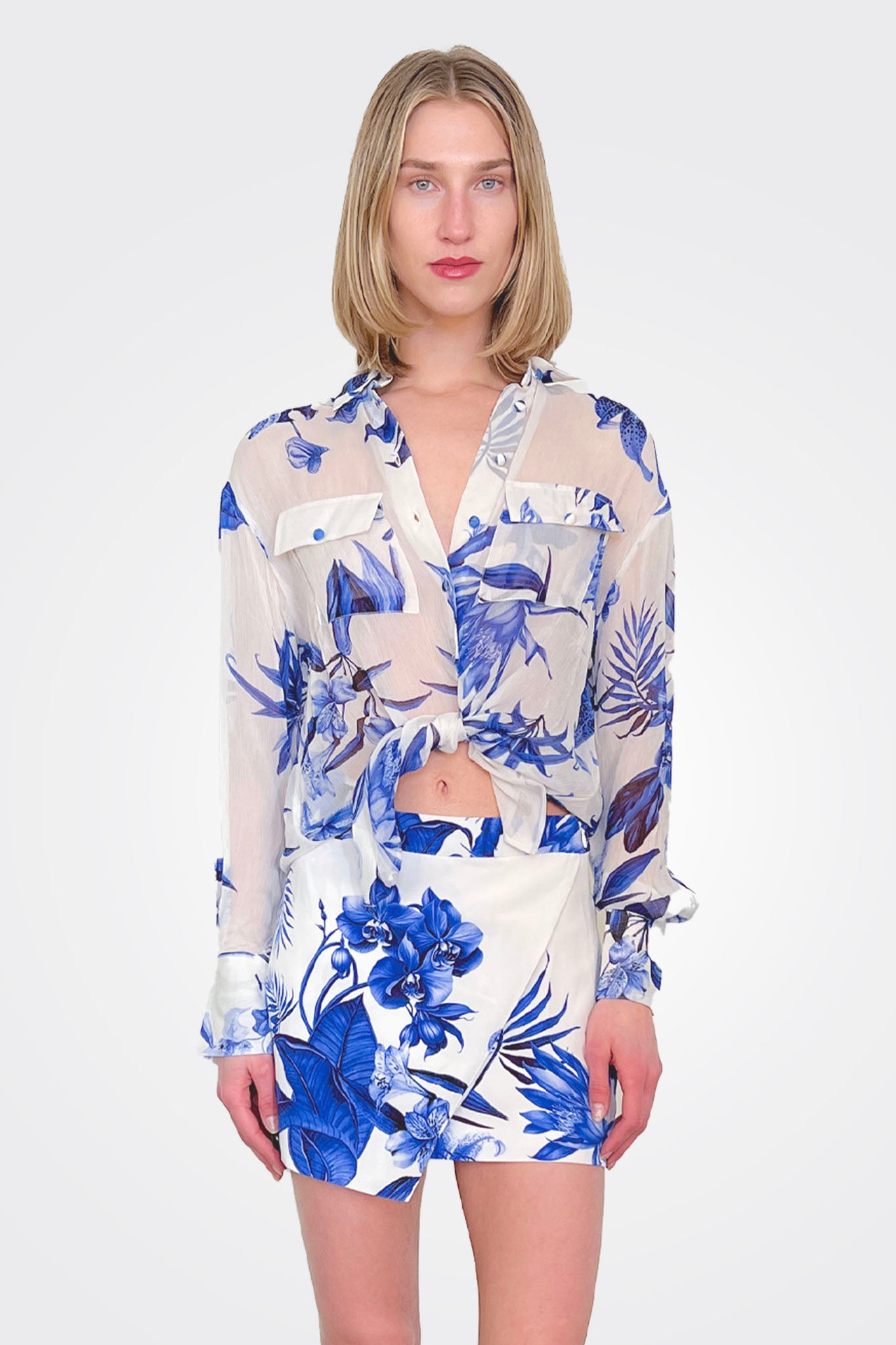 Gabi Mini Skirt - White Blue by Rococo Sand — view 4