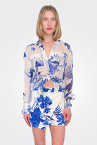 Gabi Mini Skirt - White Blue by Rococo Sand — view 4