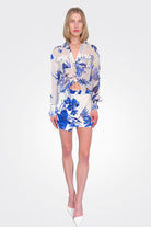 Gabi Mini Skirt - White Blue by Rococo Sand | 25 South Boutiques