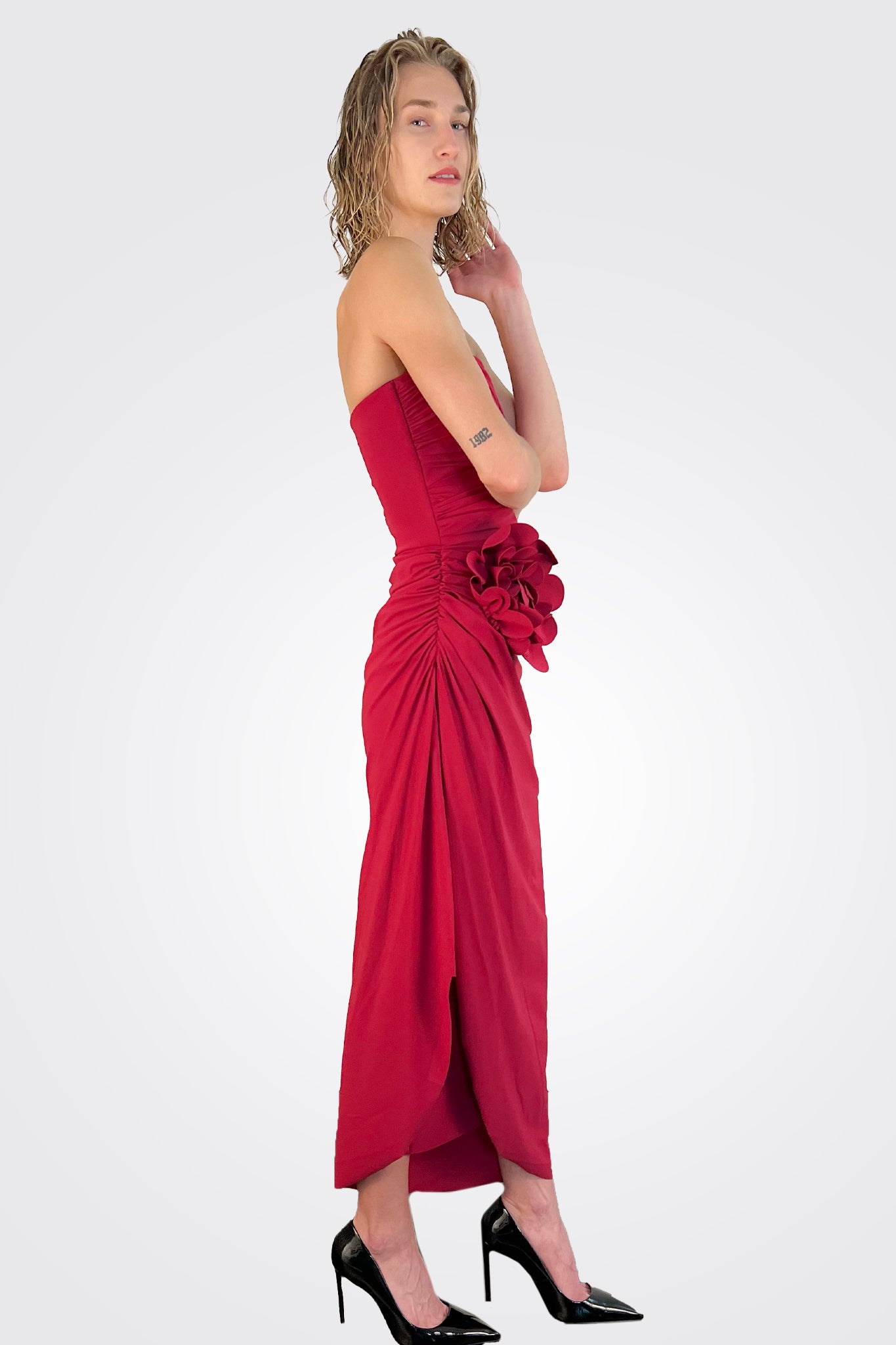 Deisette Midi Dress - Garnet by Chiara Boni — alternate view