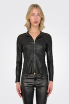 Leather Zip Jacket - Nero by Giorgio Brato — view 3