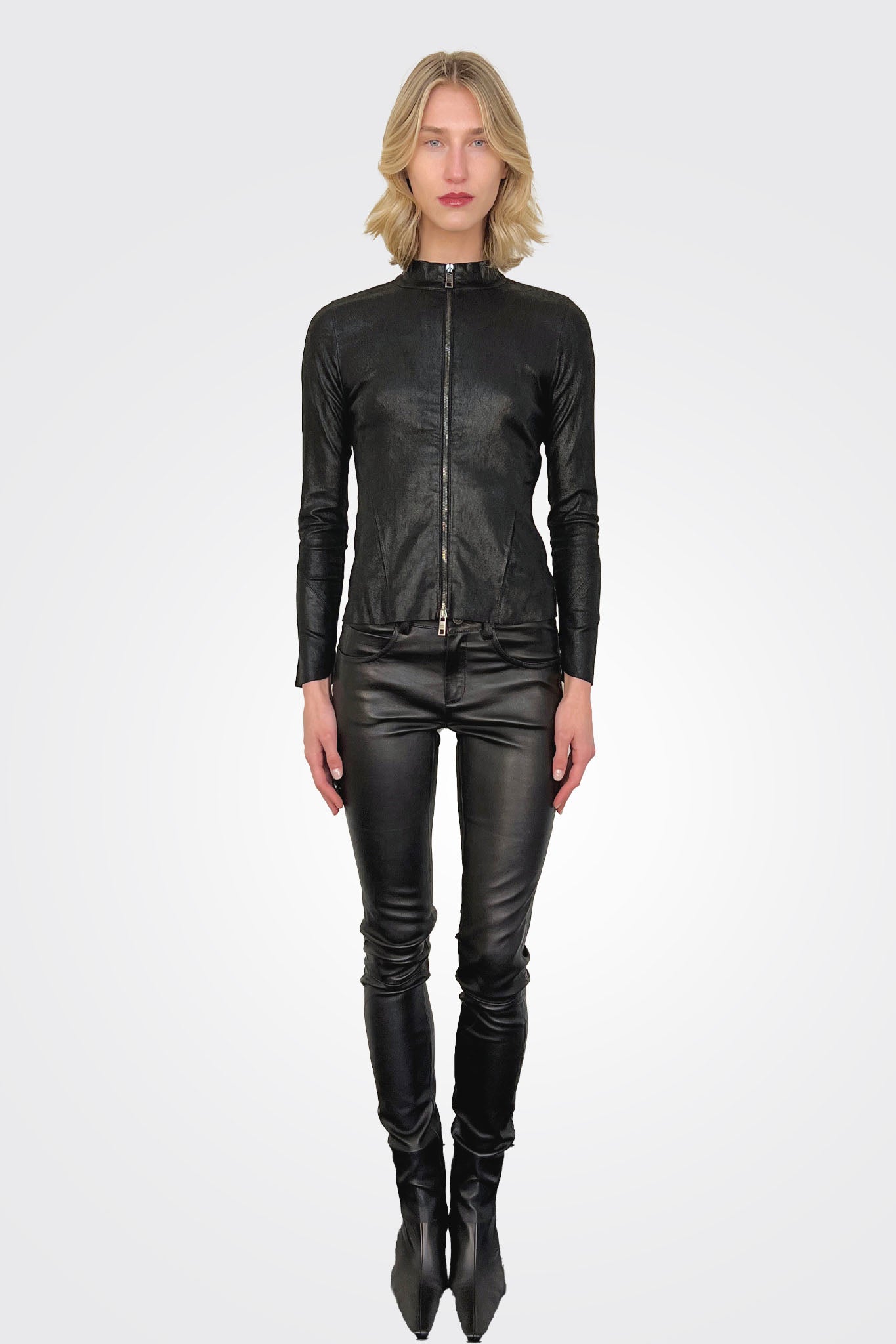 Leather Zip Jacket - Nero by Giorgio Brato — alternate view