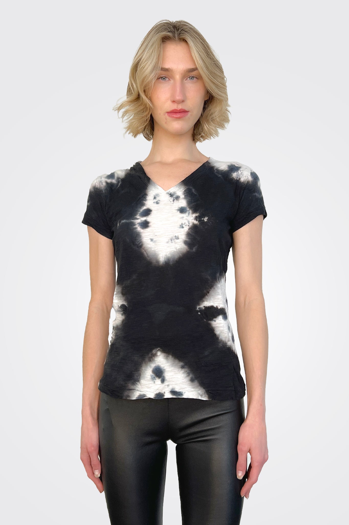 V Neck Short Sleeve Top - White Stone by Gilda Midani | 25 South Boutiques