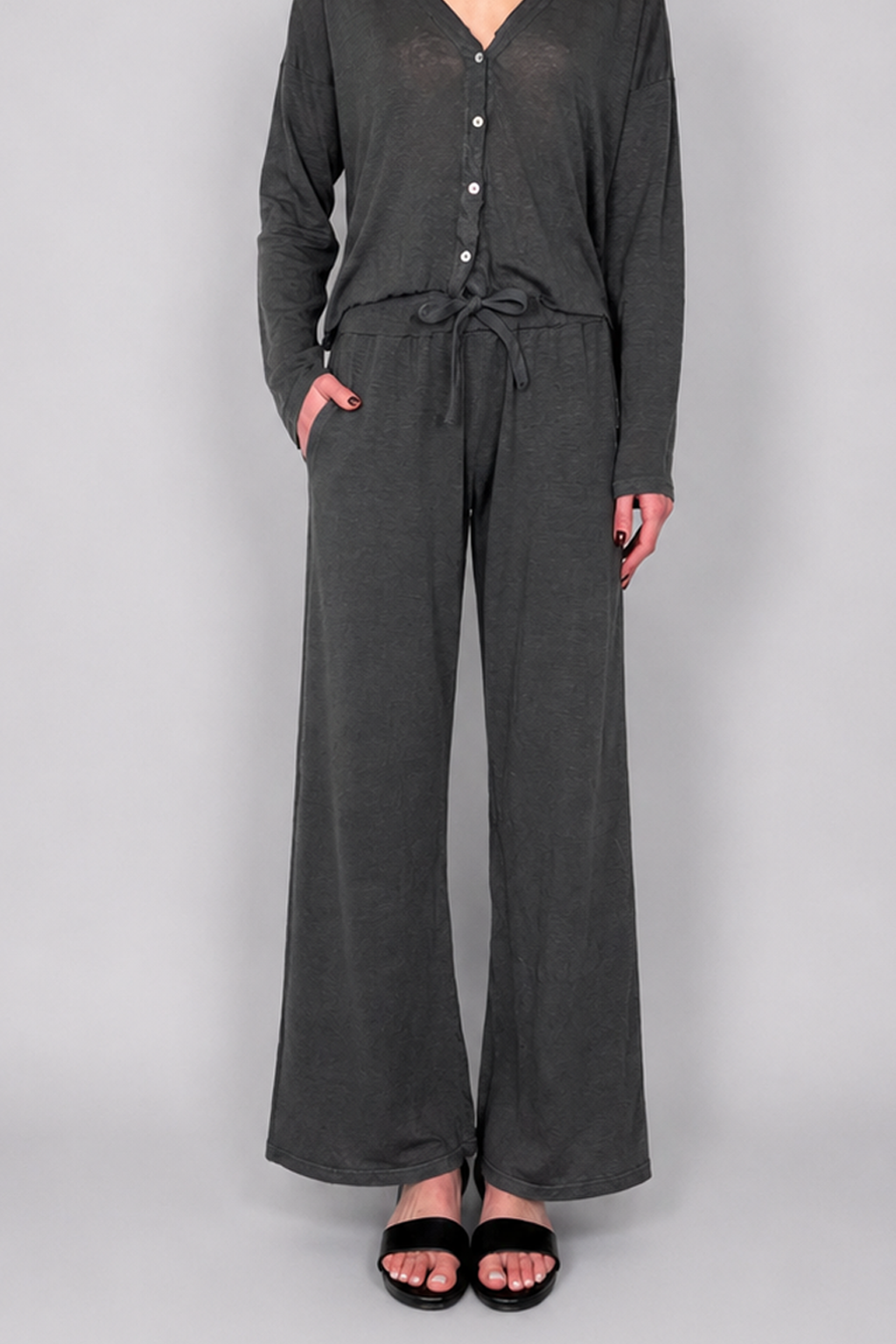 Gioriel Wide Leg Drawstring Lounge Pant - Graphite by Crossley — alternate view
