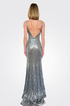 Fitted Sequin Gown - Gunmetal by Jovani — alternate view