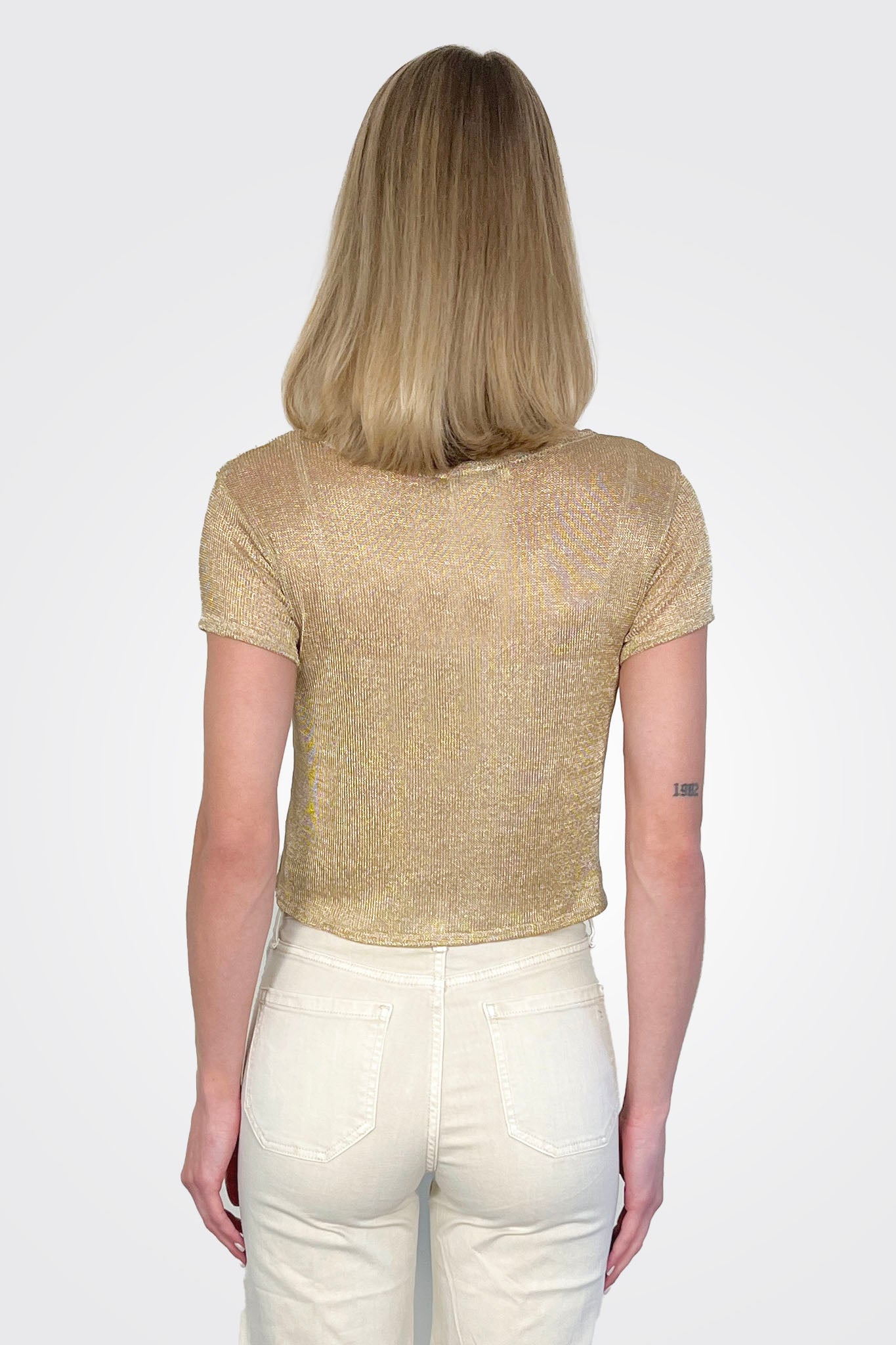 Frankie Crop Shirt - Gold by Stark X — alternate view