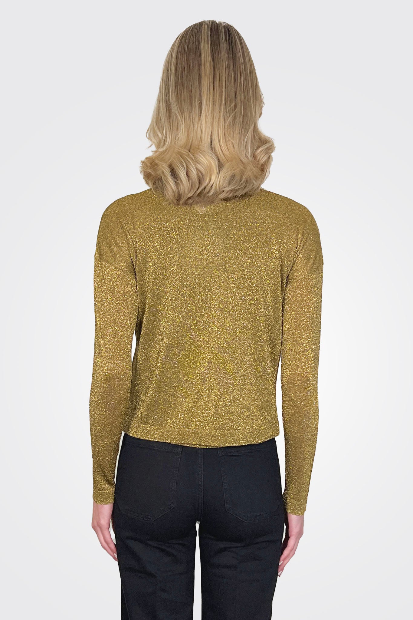 Gala Lurex Cardigan - Gold by Maison Lurex — alternate view