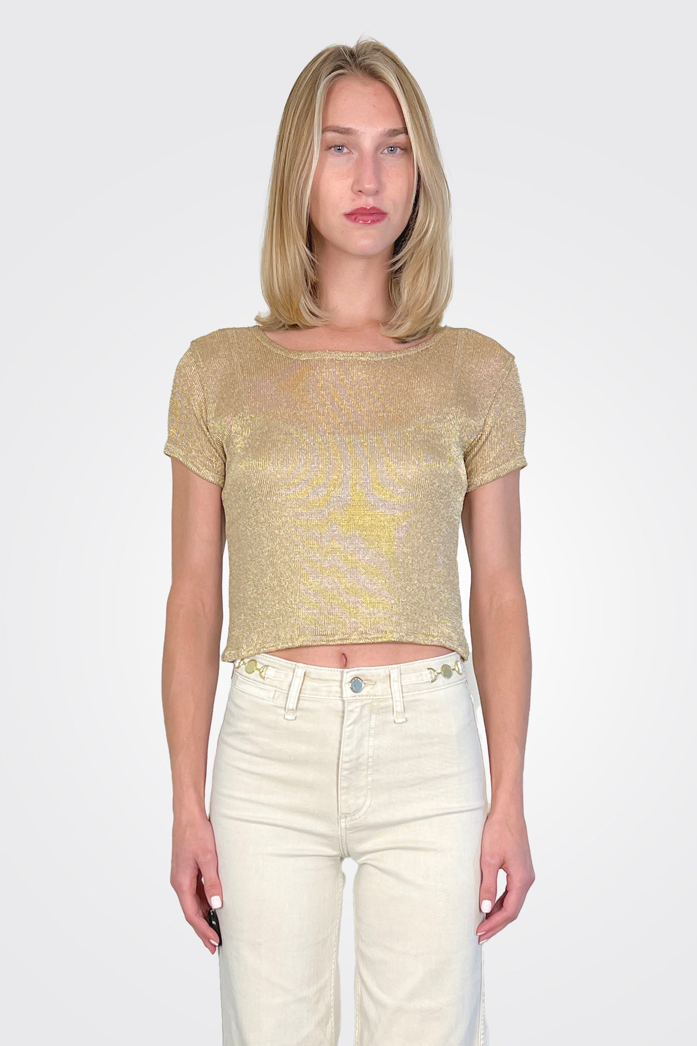 Frankie Crop Shirt - Gold by Stark X | 25 South Boutiques