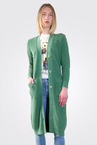 Cotton Cashmere Belted Ribbed Cardigan - Golf Green by Minnie Rose | 25 South Boutiques