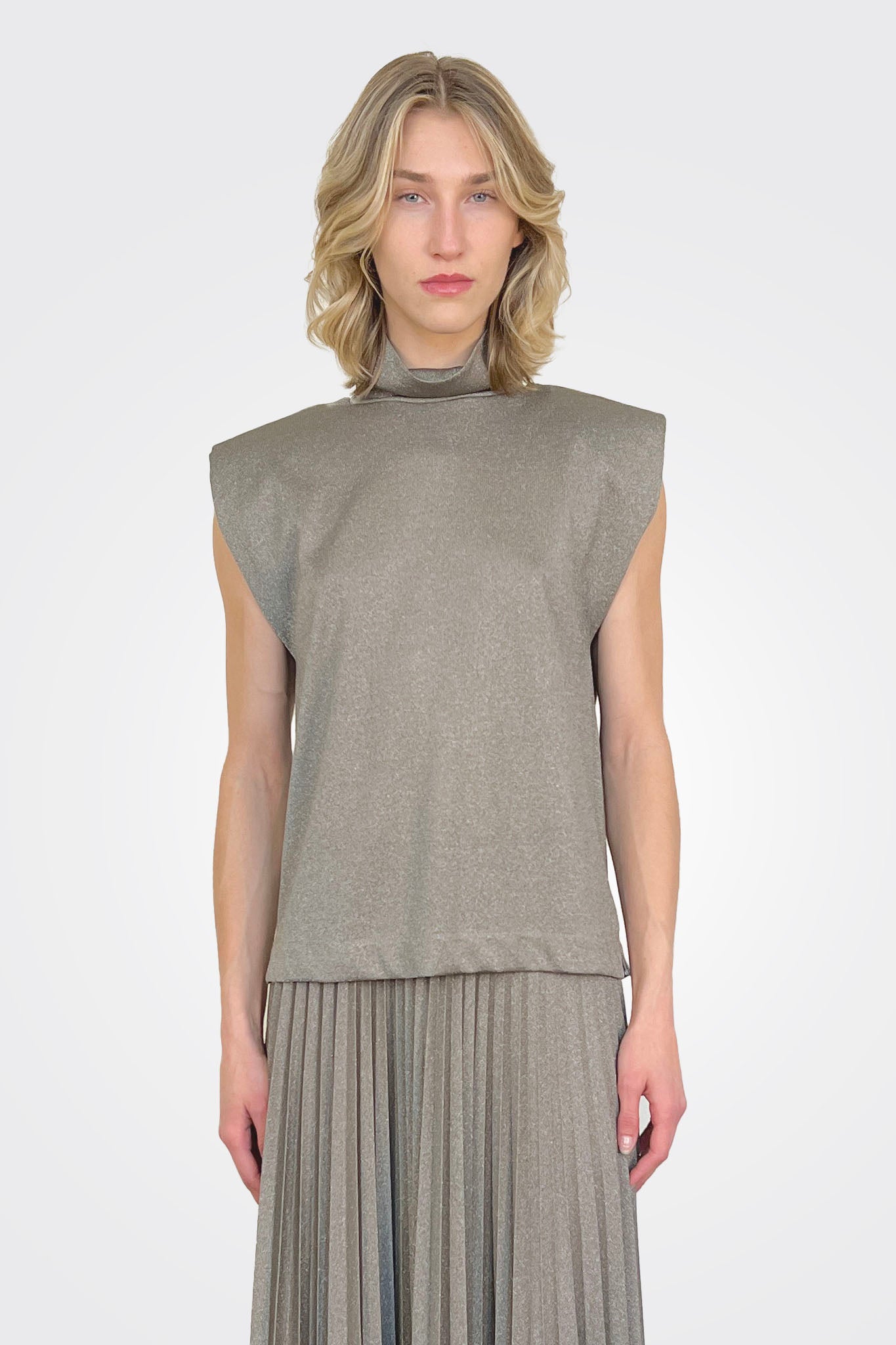Lurex Jersey Top - Verde Green Pepper by Liviana Conti | 25 South Boutiques