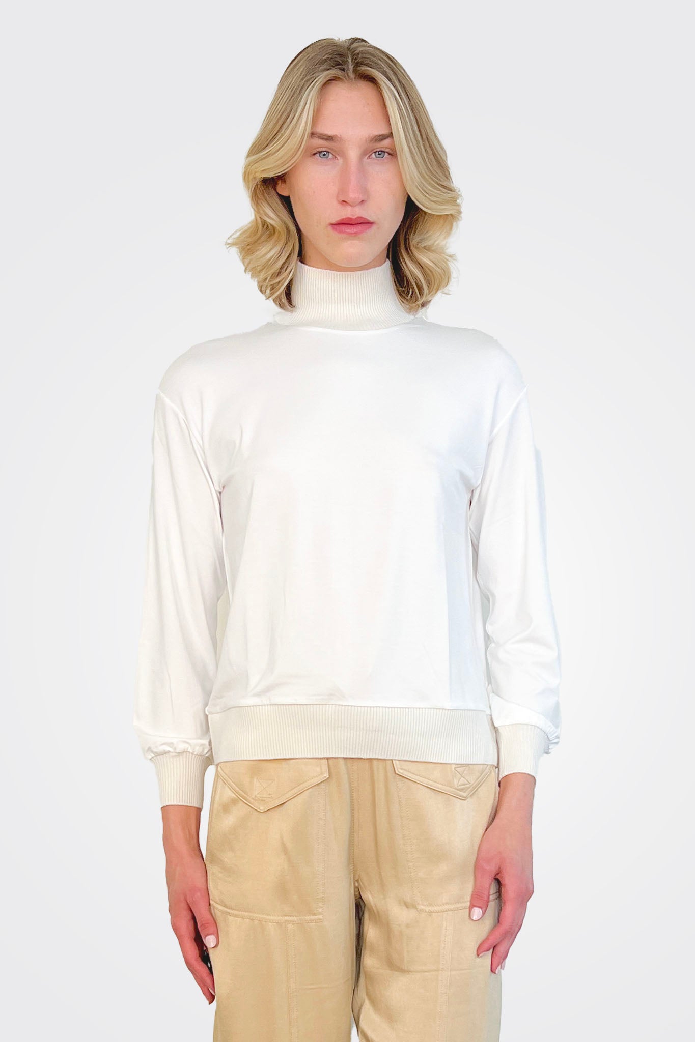 Accent Mockneck Top - Off White by Gran Sasso | 25 South Boutiques