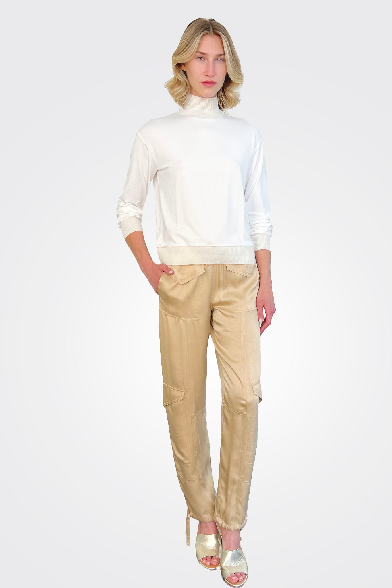 Accent Mockneck Top - Off White by Gran Sasso — alternate view