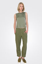 Stretch Silk Satin Tank - Green by Transit Par-Such — view 3
