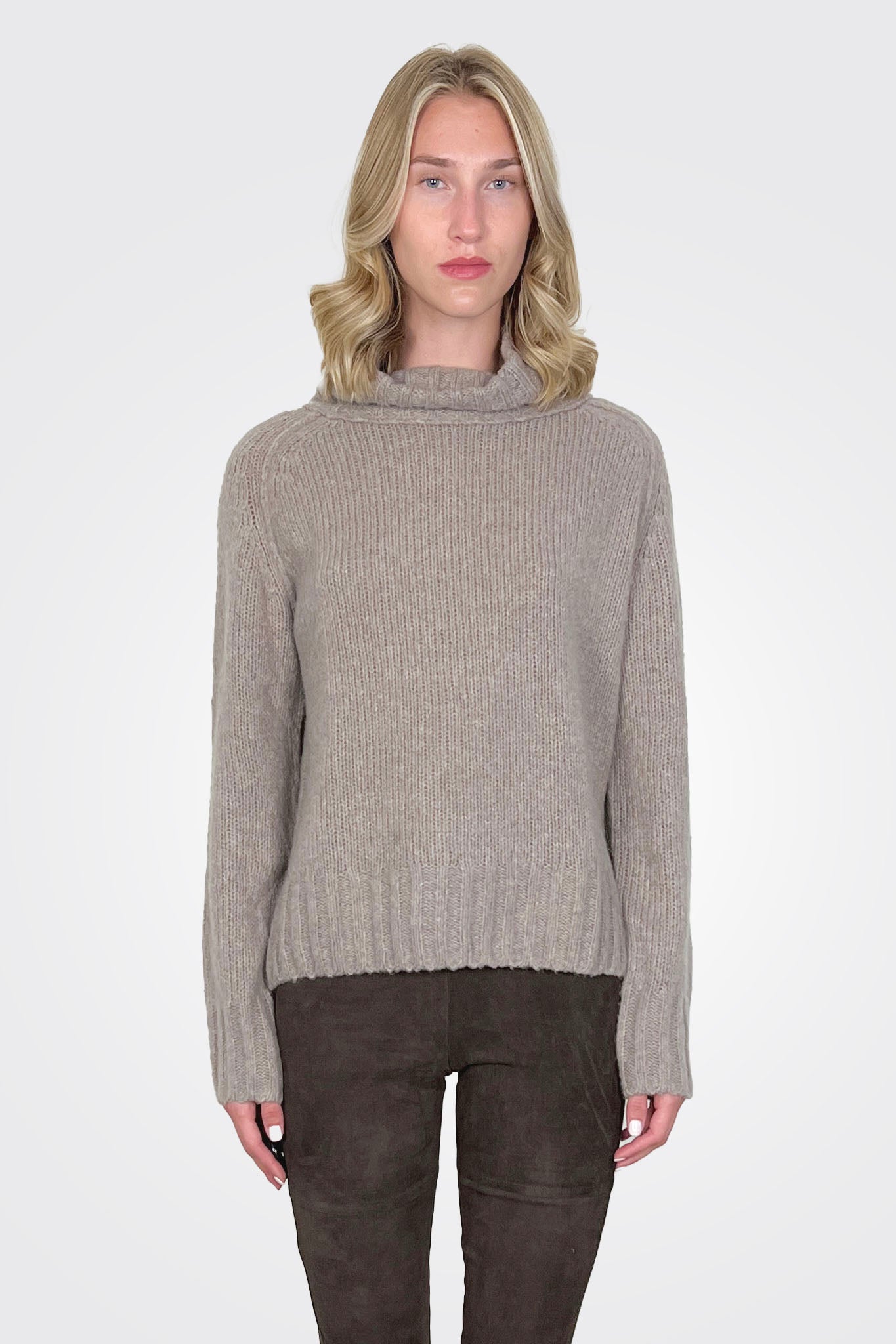 Cashmere Blend Turtleneck - Greige by Kristensen | 25 South Boutiques