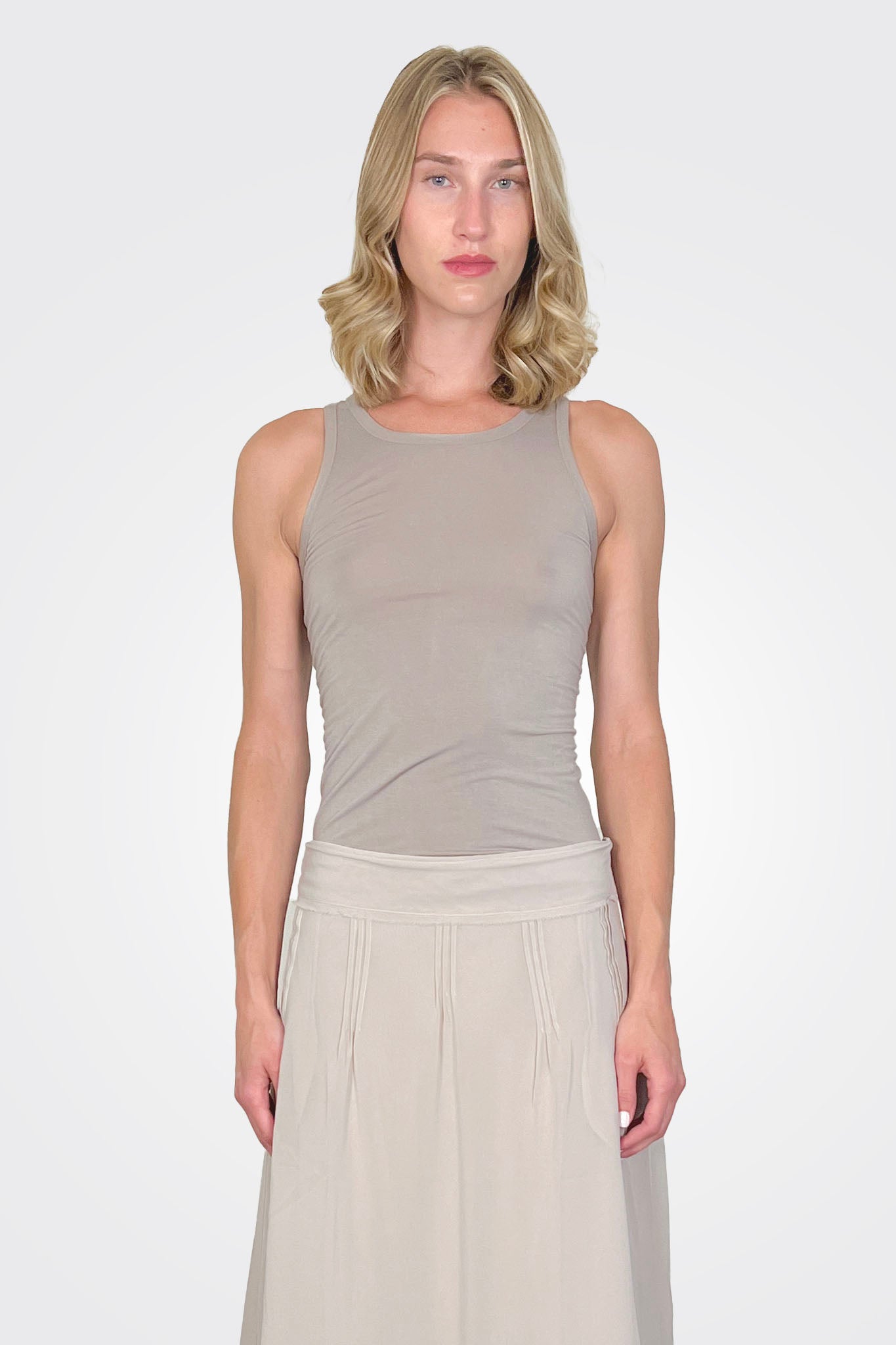 Cotton Cashmere Tank Top - Greige by Kristensen — alternate view
