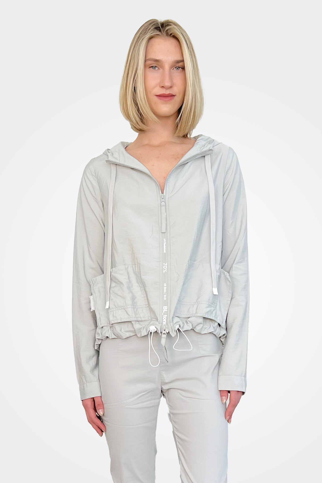 Graphic Zip Hooded Pocket Jacket - Grey by Rundholz | 25 South Boutiques