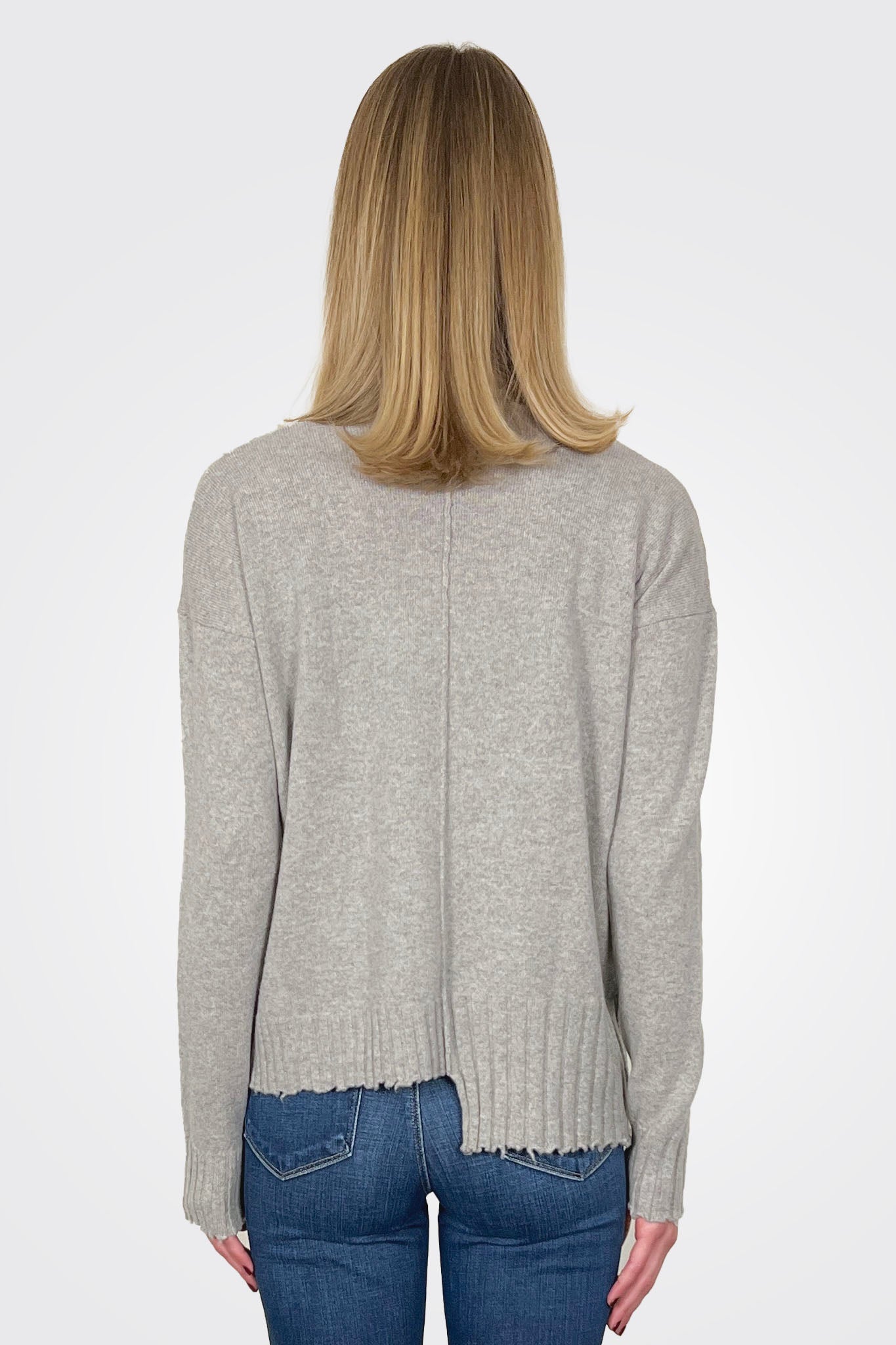 Raw Edge Asym Pullover - Grey by Serie Numerica — alternate view