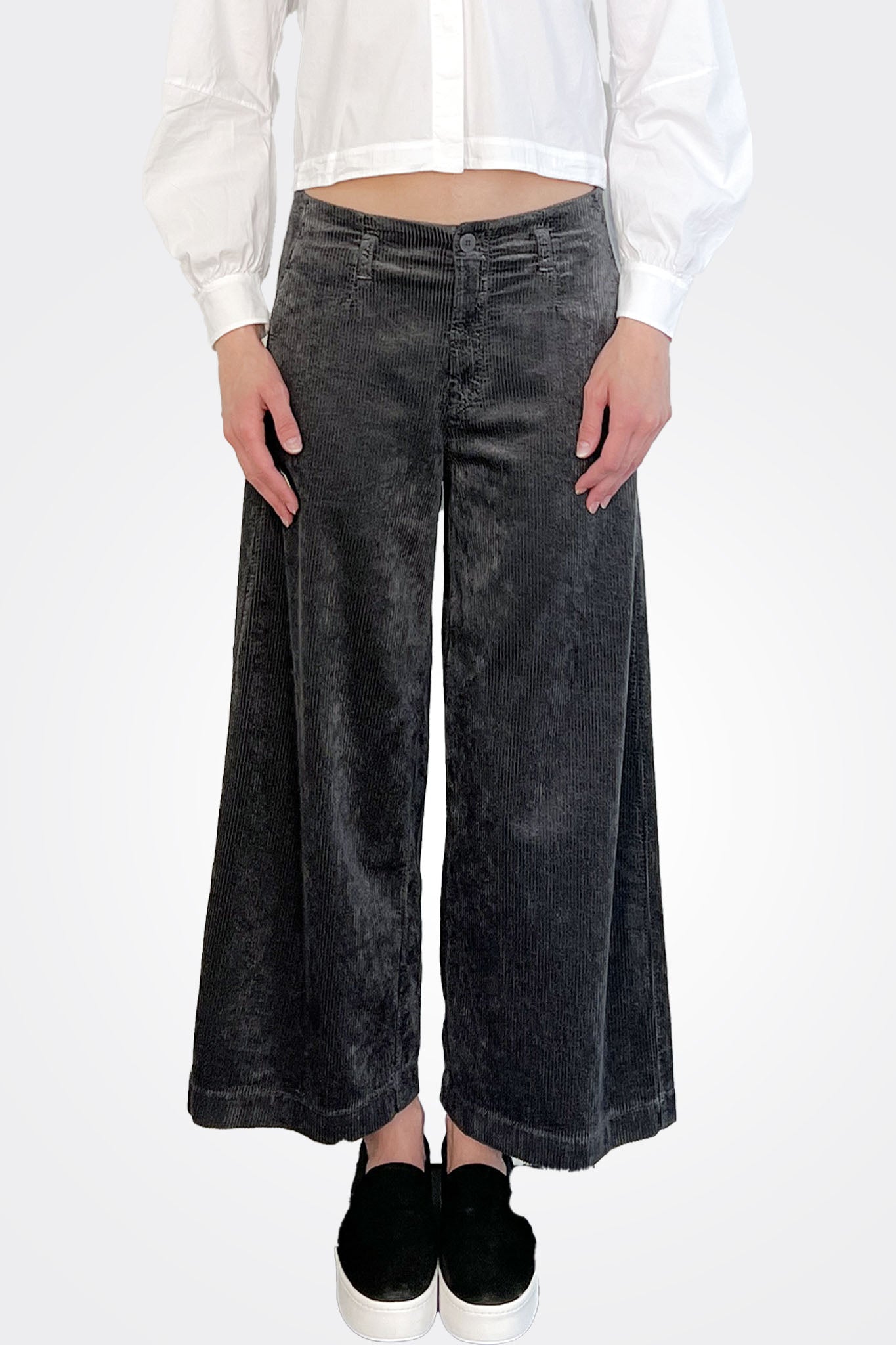 Wide Leg Corduroy Trousers - Grey by Transit Par-Such — alternate view