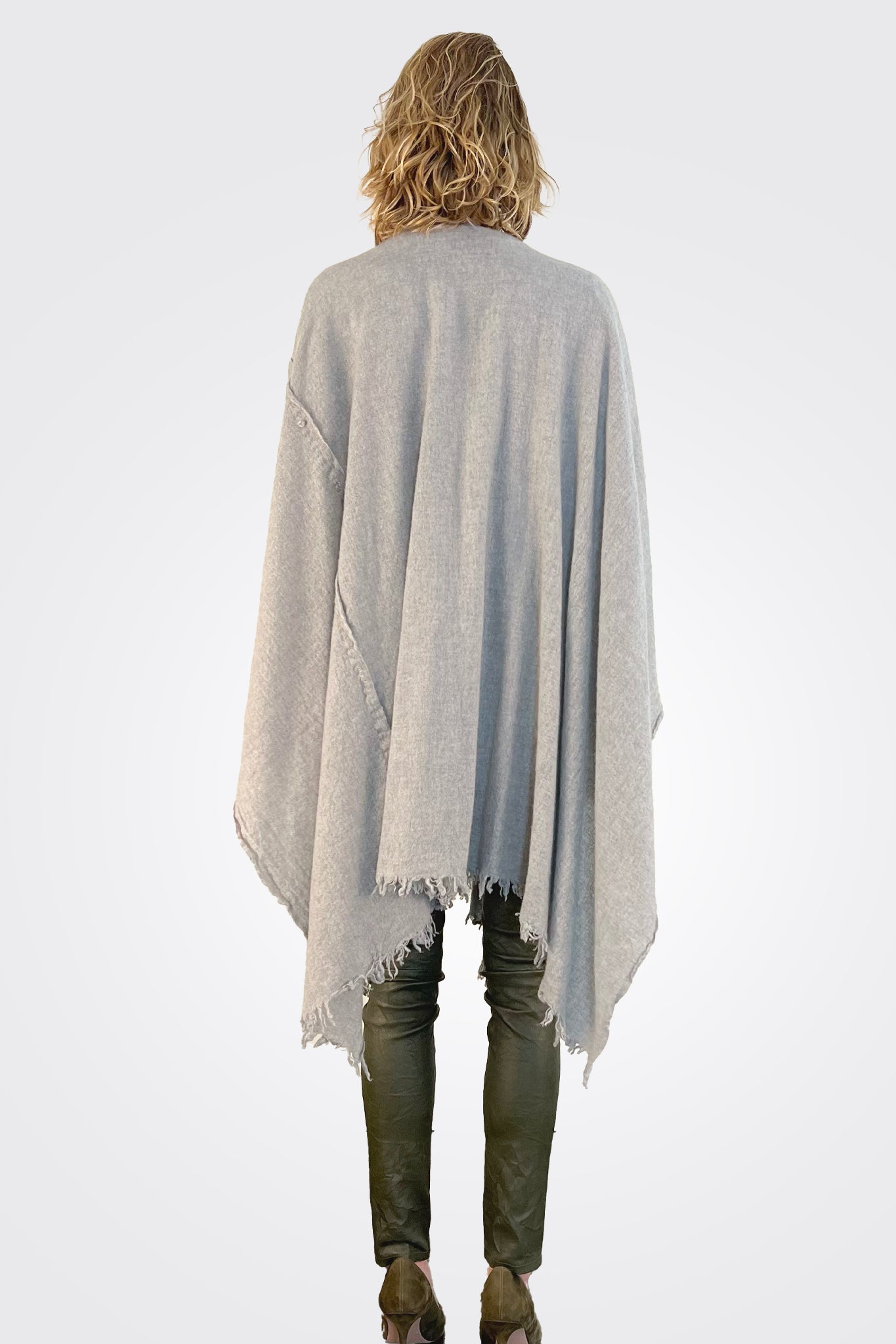Stitch Detailed Poncho - Heather Grey by Private 0204 — view 3