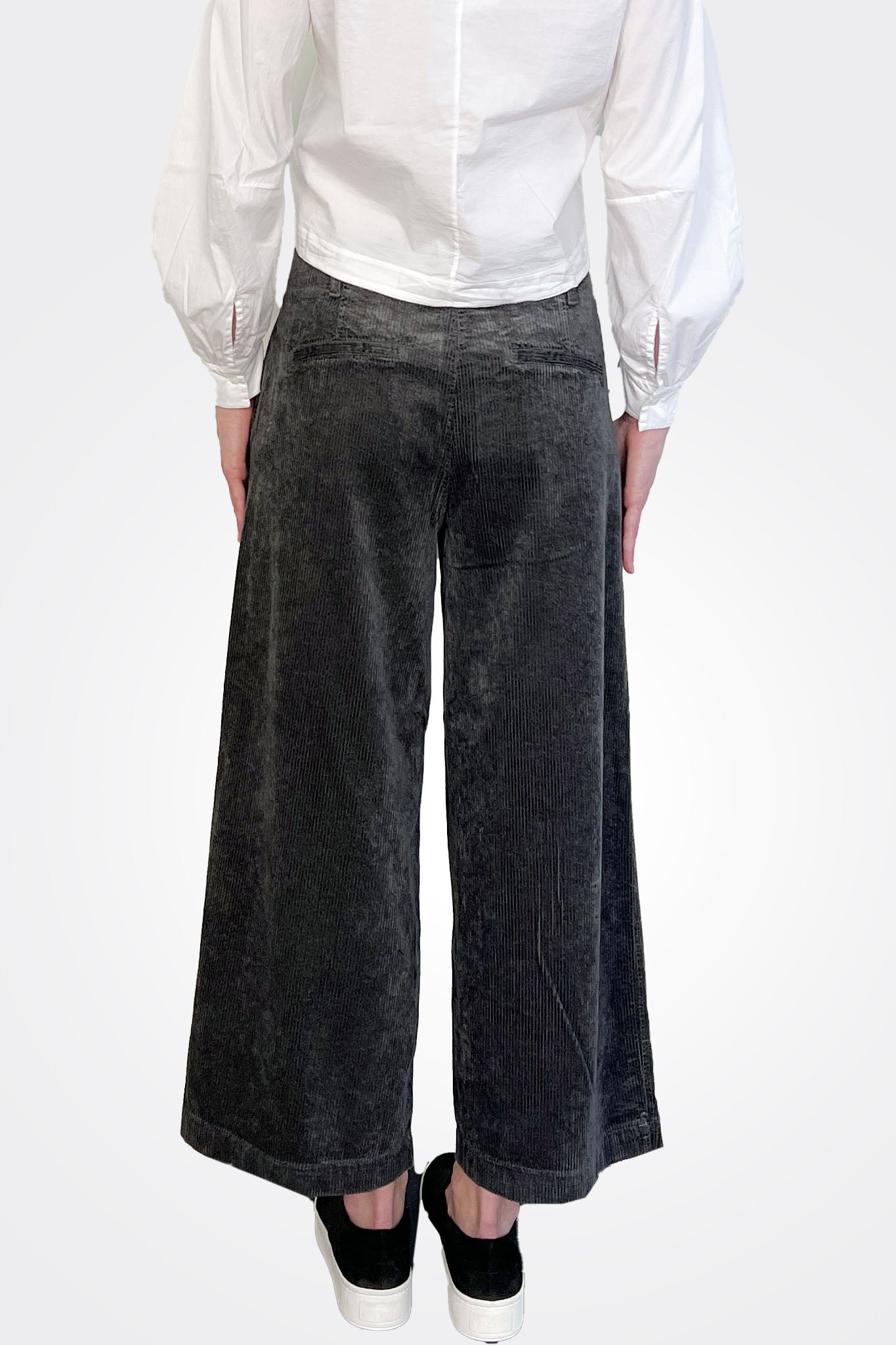 Wide Leg Corduroy Trousers - Grey by Transit Par-Such — view 3