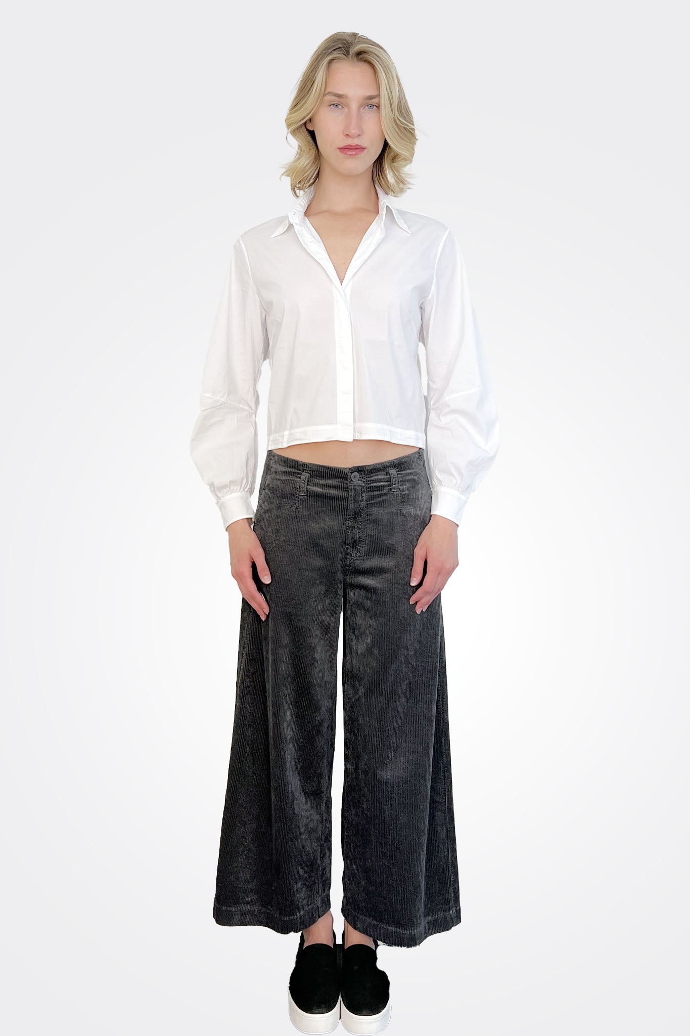 Wide Leg Corduroy Trousers - Grey by Transit Par-Such | 25 South Boutiques