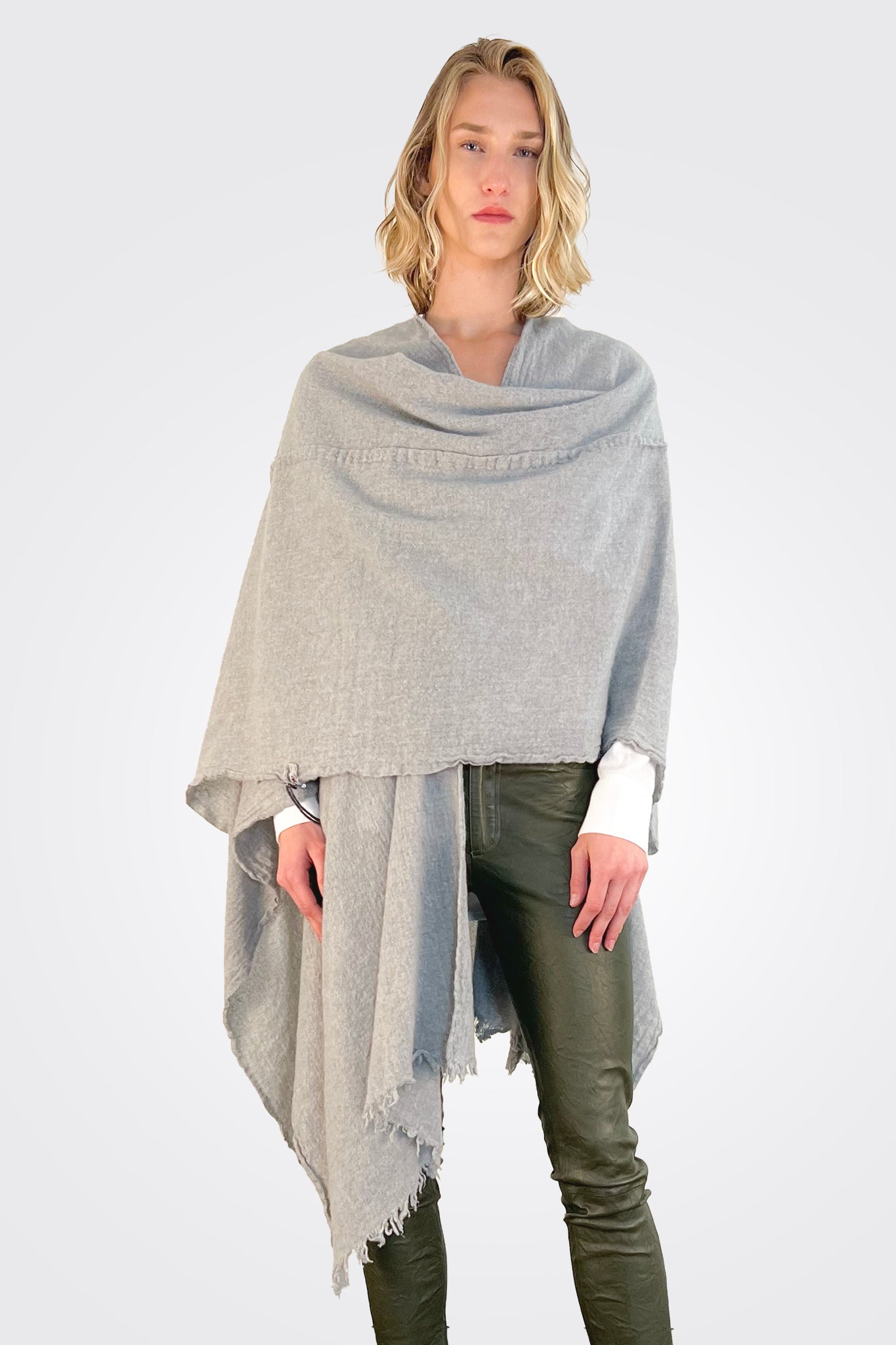 Stitch Detailed Poncho - Heather Grey by Private 0204 | 25 South Boutiques