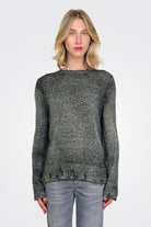 Reversible Knit Pullover - Black Grey by Avant Toi — alternate view