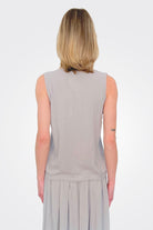 Silk V Neck Top - Grey by Kristensen — alternate view