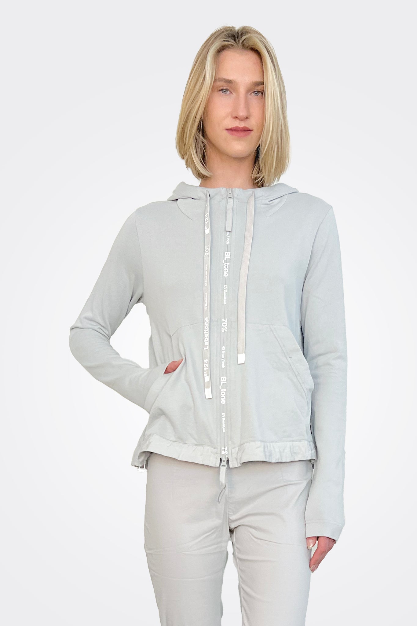 Graphic Zip Hooded Jacket - Grey by Rundholz | 25 South Boutiques