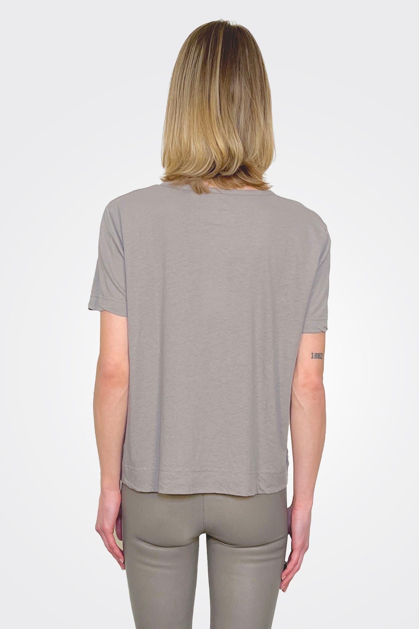 Short Sleeve Cotton Mix Shirt - Greige by Private 0204 — alternate view