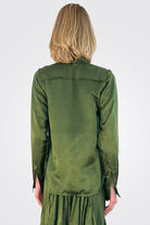 Button Down Blouse - Utility Green by Brazeau Tricot — view 3