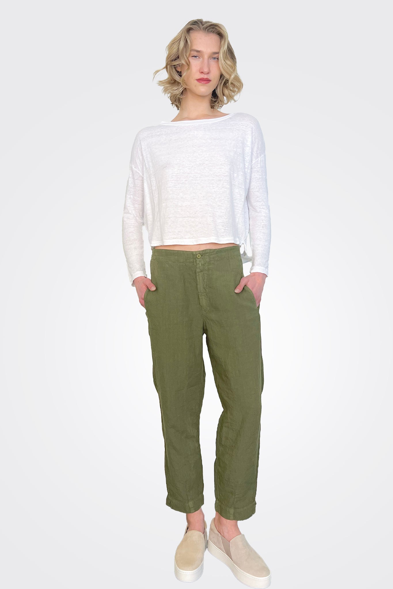 Linen Pocket Pants - Green by Transit Par-Such — view 3