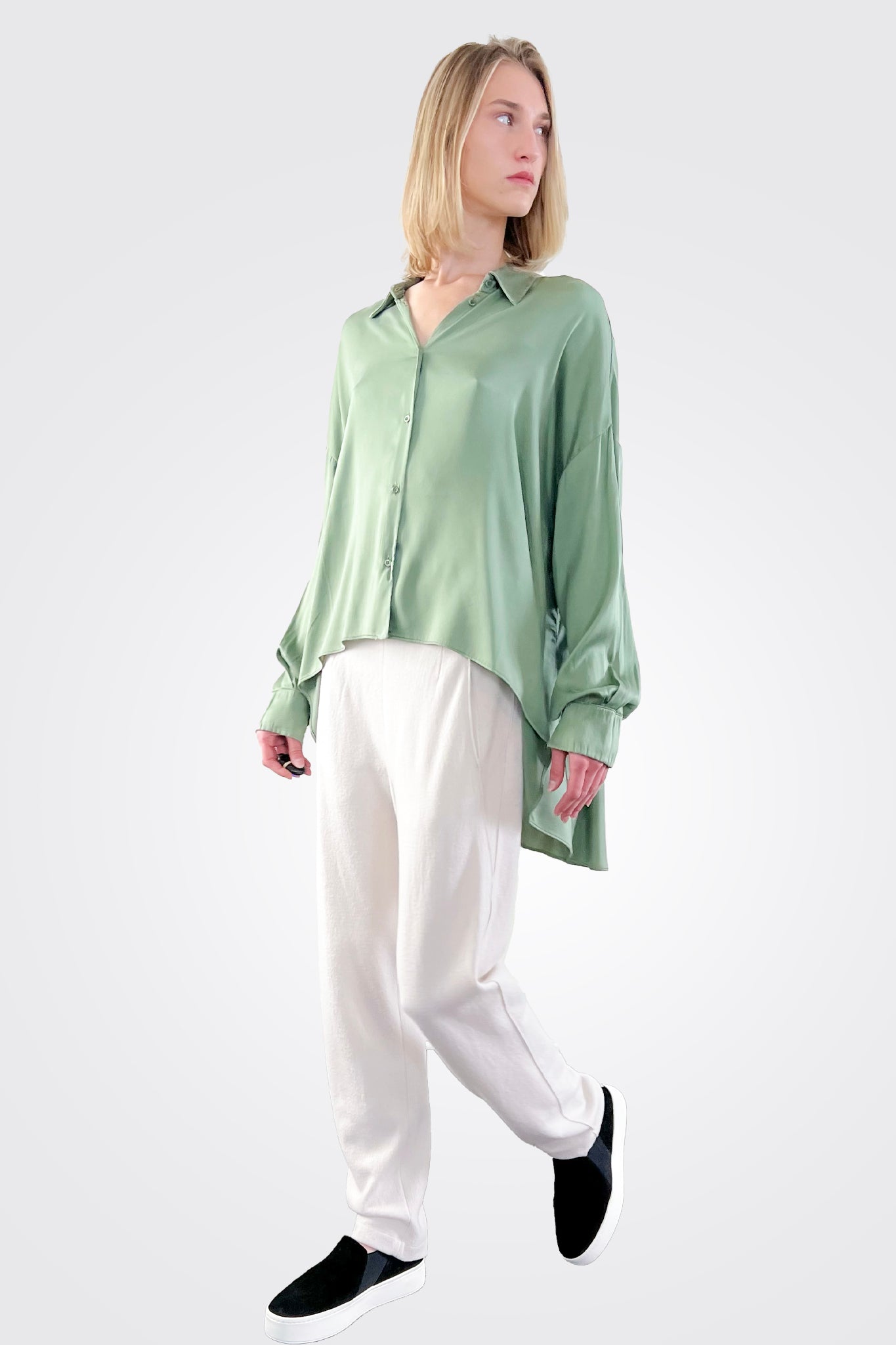 Hi Lo Blouse - Green by Tandem — alternate view