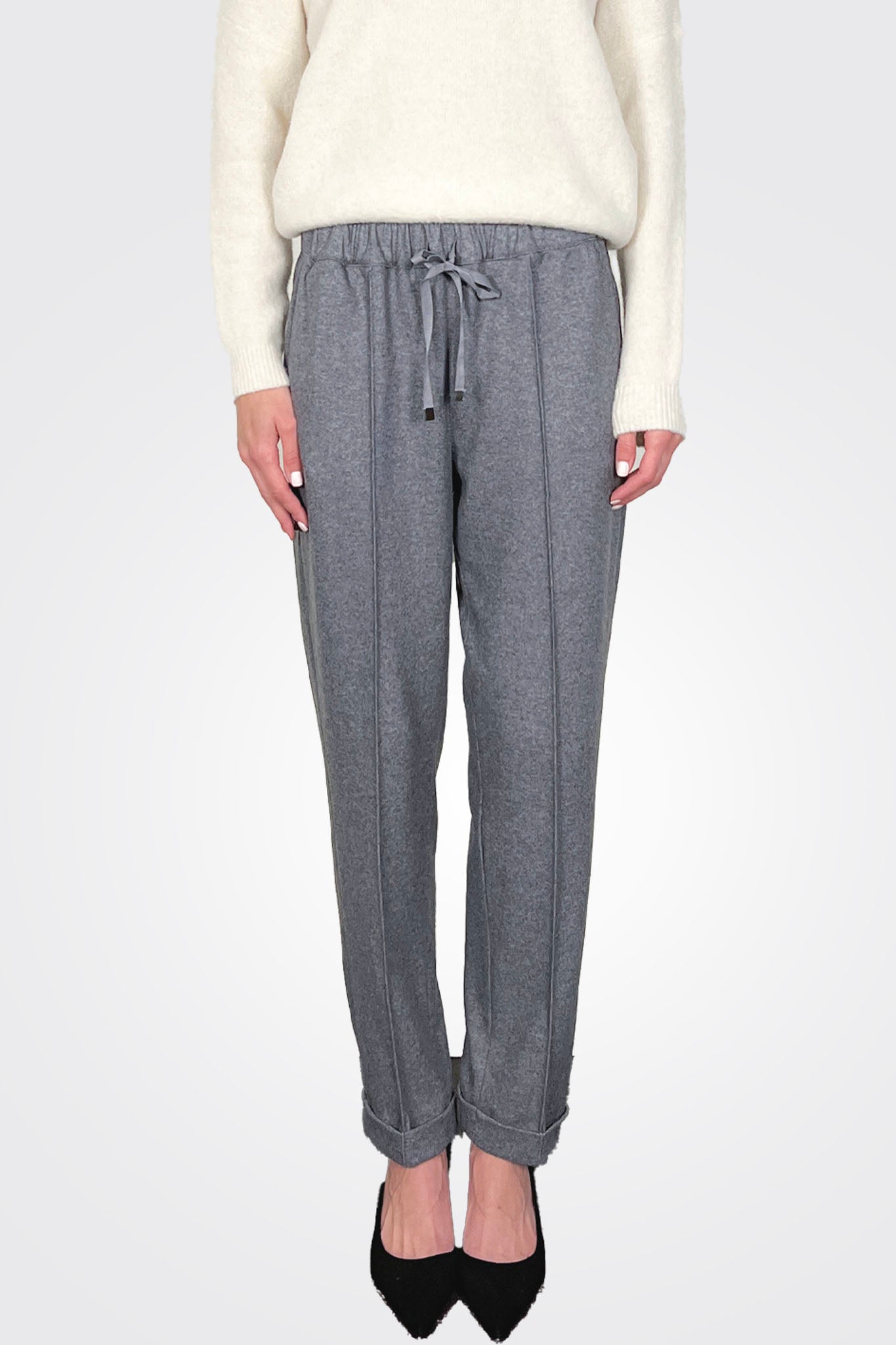 Brian Trousers - Medium Grey Melange by Liviana Conti — alternate view
