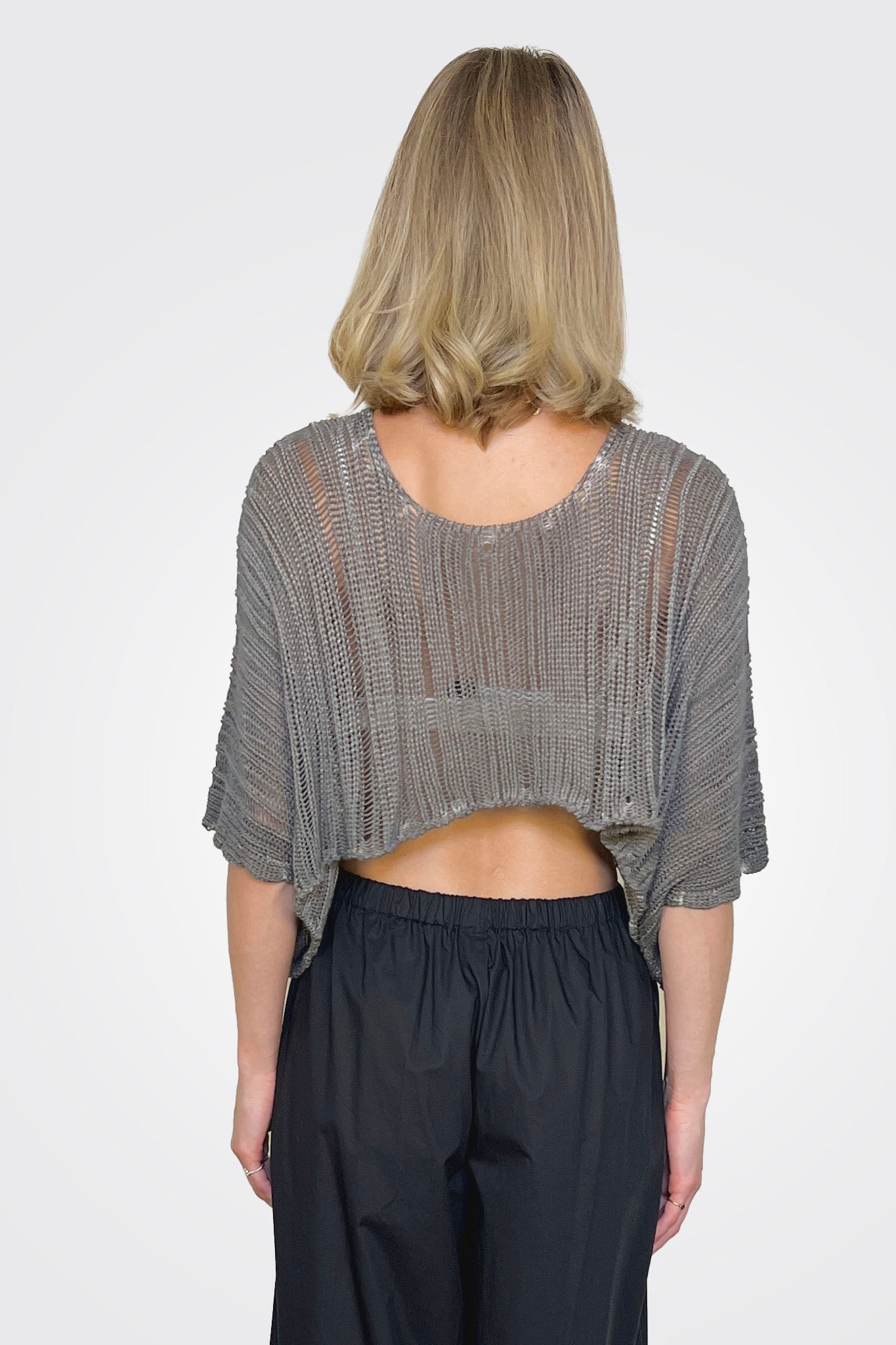 Crop Knit Tunic - Grey Old Dye by Studio B3 — alternate view