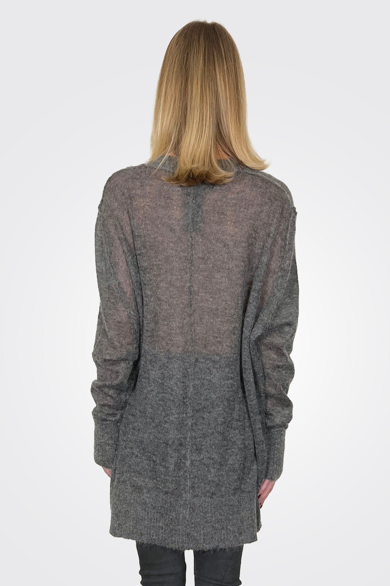 Mohair Silk Oversize Cardigan - Grey by Isabel Benenato — alternate view